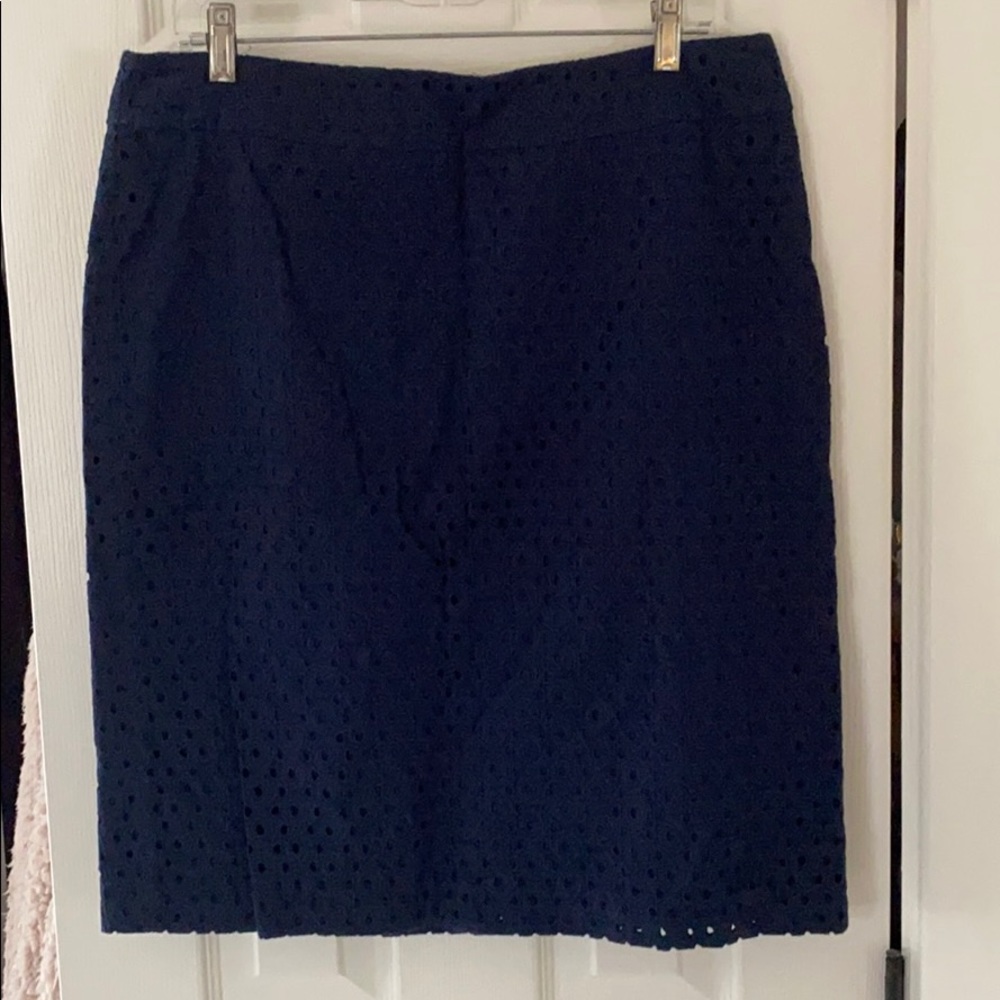 Navy Blue Eyelet Talbots Skirt